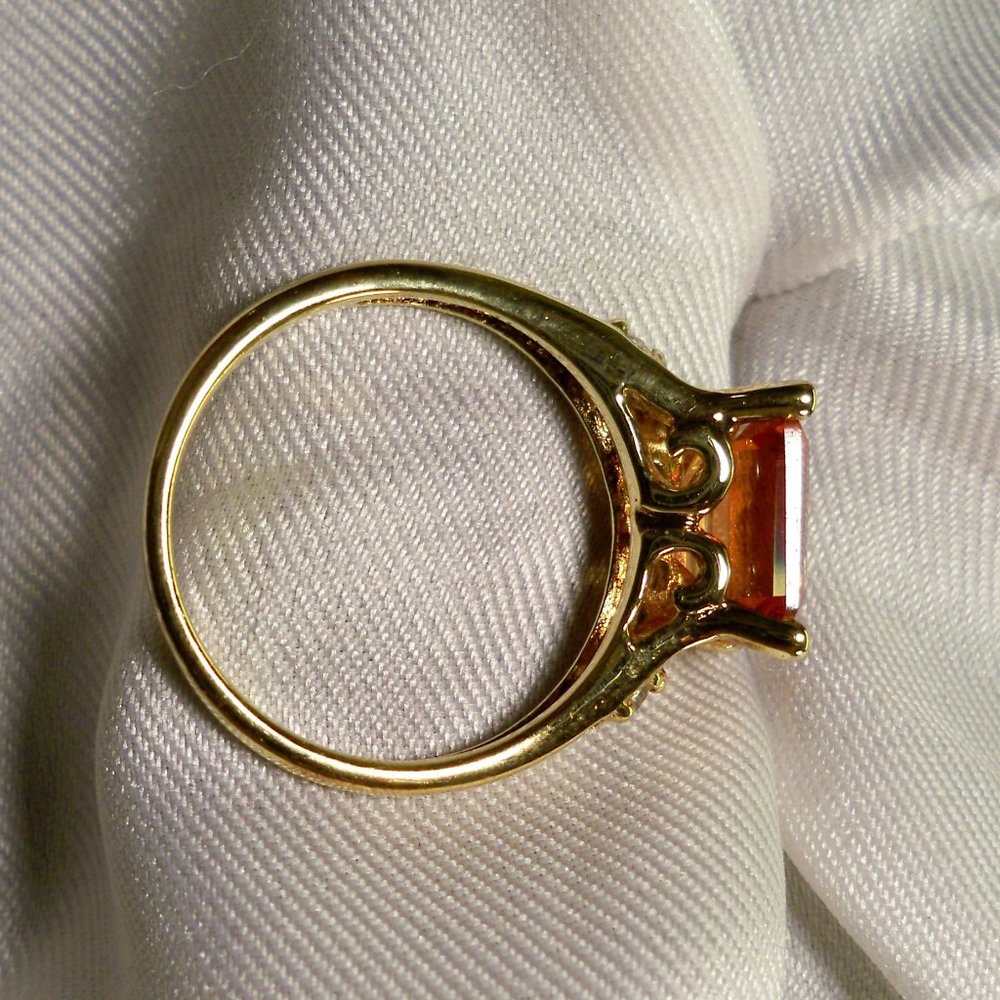 New Technibond Emerald Cut Amber Cubic Zirconia G… - image 7